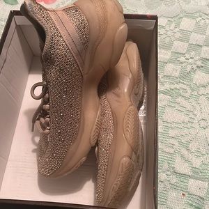 Beige Sparkle Sneakers